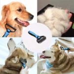 Perie Par Caini PETU, Pisici, Animale, Tesala Si Perie Trimmer 2 In 1, Anti-Naparlire, Descalcire Blana, Pentru Tuns Par Scurt Si Lung