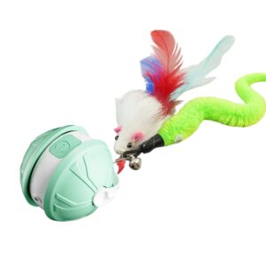 Minge inteligentă pentru pisici și câini – cu cozi interschimbabile, LED și zurgălău, verde