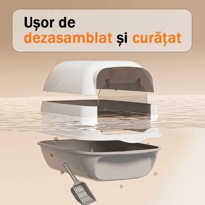Litieră pentru pisici cu capac și sterilizare UV – igienă sporită pentru pisici până la 15 kg - imagine 4