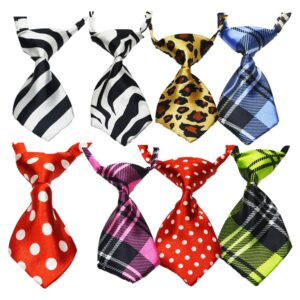 Set 8 cravate pentru animale de companie – poliester, multicolor, accesorii elegante pentru câini și pisici